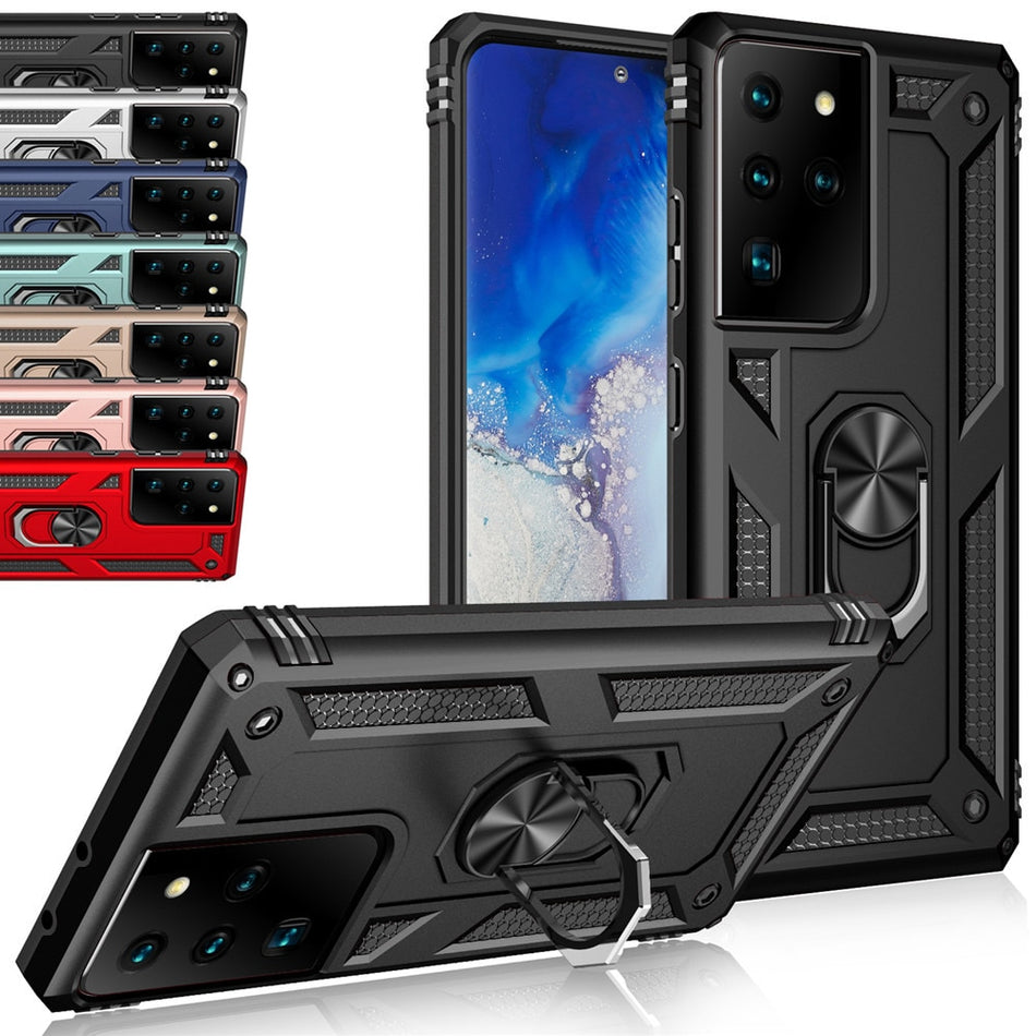 Samsung Galaxy S21 - 3in1 Heavy Duty Shockproof Drop Proof Protection + Kickstand 
+ Metal Ring Case