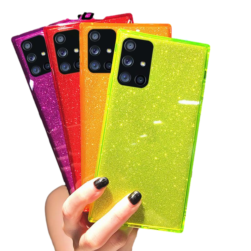 Samsung Galaxy S20 Ultra - Square Fluorescent Glitter Phone Case Soft TPU Cover