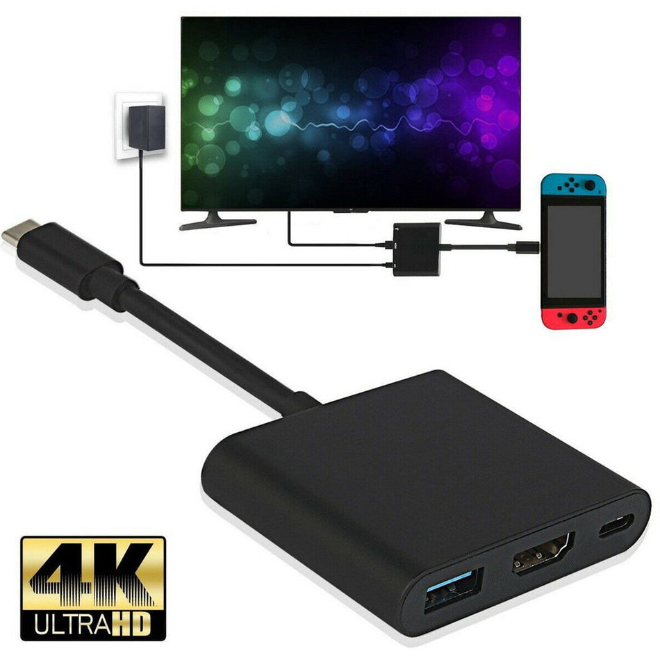3in1 USB C HUB Adapter - HDMI USB PD Adapter For Macbook Nintendo Switch