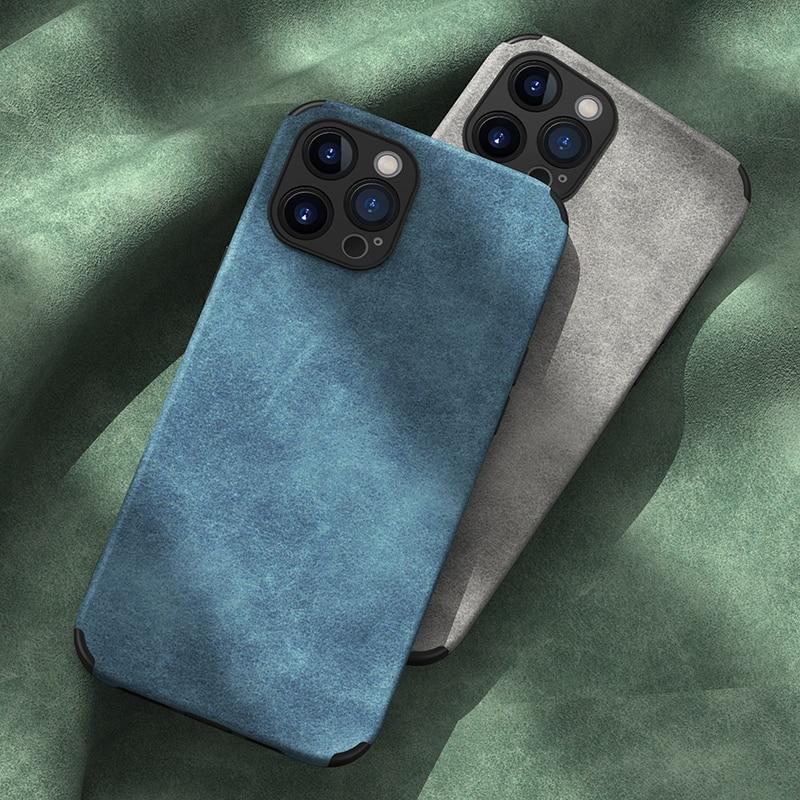 Shockproof with Camera Lens Protection Silicone Leather Suede Mobile Phone Case For iPhone, Material - For iPhone 8