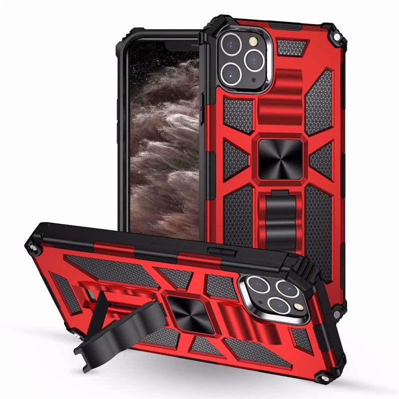 iPhone 11 Pro - 3in1 Drop Proof Protection + Kick Stand + Metal Plate Case
