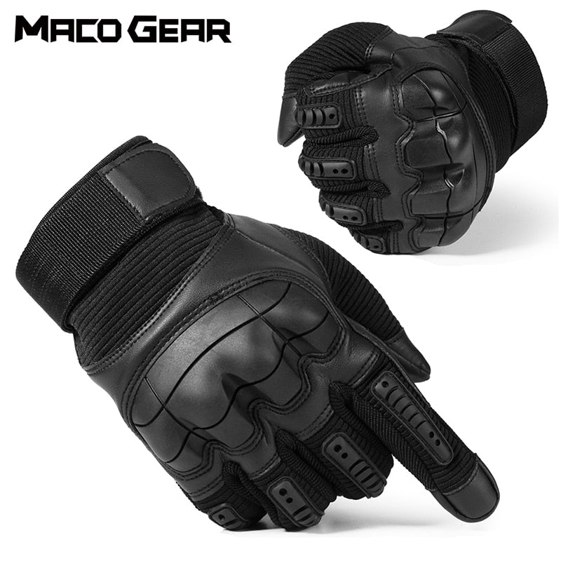 Leather and Microfibre Gloves - Touch Screen Compatible - Hard Knuckles - Motorcycle - Sporting Gloves